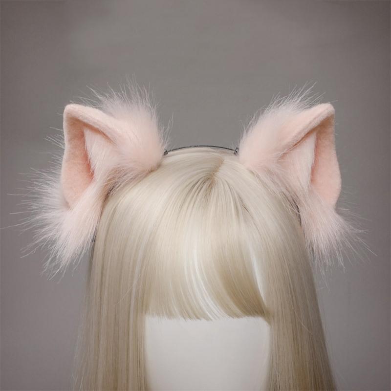 Lolita Headbands Furry Animal for Cat Ears Headwear Kawaii Hair Hoop for Halloween Cosplay Headpiece Party Supplies