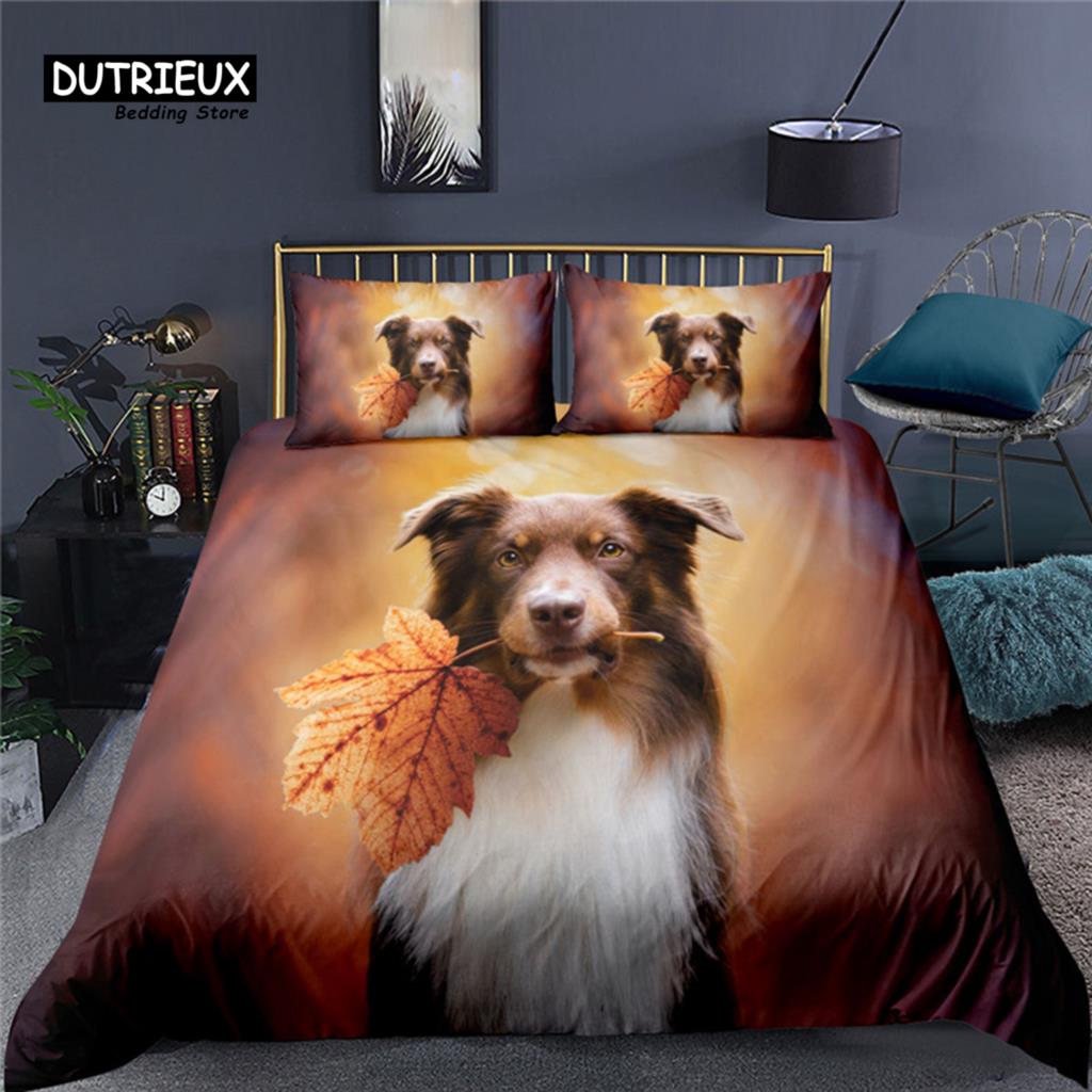 Luxury 3D Cute Dog Print Home Living Duvet Cover Pillowcase Kids Bedding Set Queen and King EU/US/AU/UK Size Bedding Sets