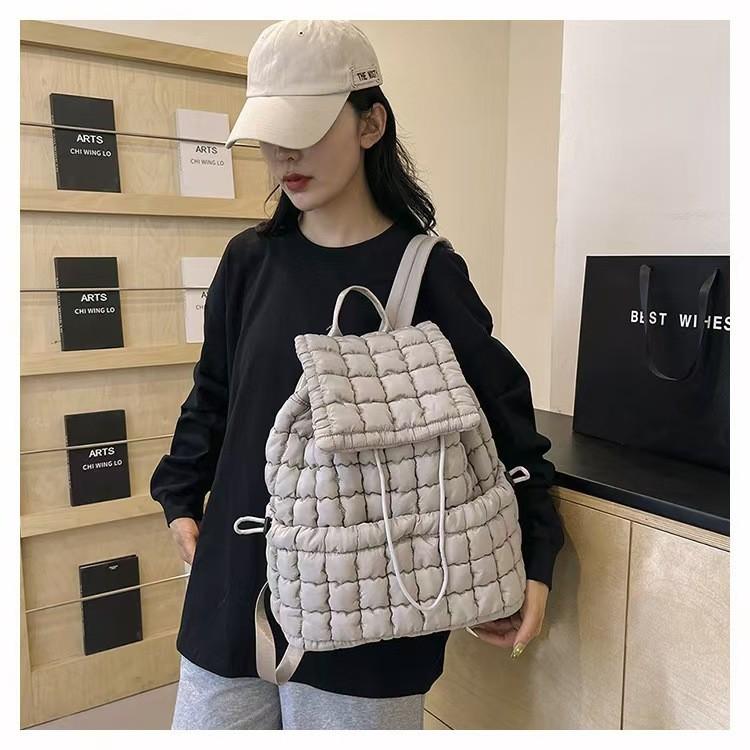 Urban Minimalist Womens Puffy Backpack With Polyester Material And Large Capacity For Daily Use