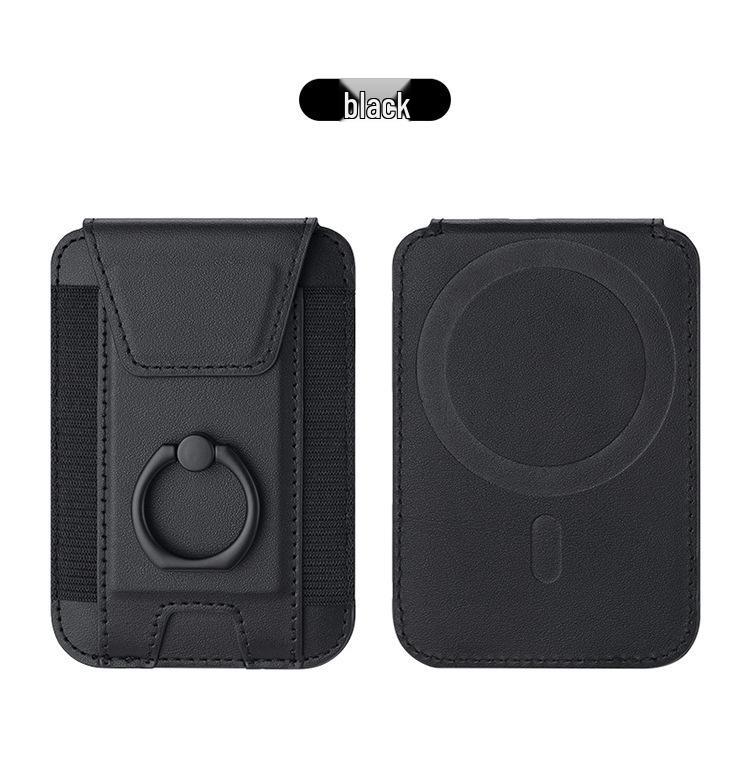 Magnetic Card Holder with Finger Ring & Elastic Band for iPhone 12/13/14/15 Magsafe
