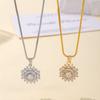Sunflower Zircon Pendant Necklace Women European American Niche High-end Versatile Flower Collarbone Chain Jewelry Gift