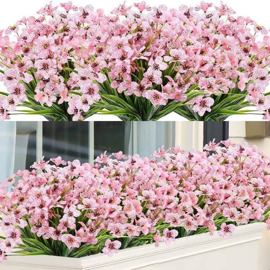Kunstige fioler bunt UV-bestandige kunstige blomster realistiske falmer ikke falske planter fiolette busker for utendørs innendørs hjem vinduskasse veranda