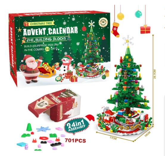 Hot Christmas Tree Building Blocks Toys Advent Calendar Gift Box 24Days Countdown Calendar Blind Box New Years Christmas Gift