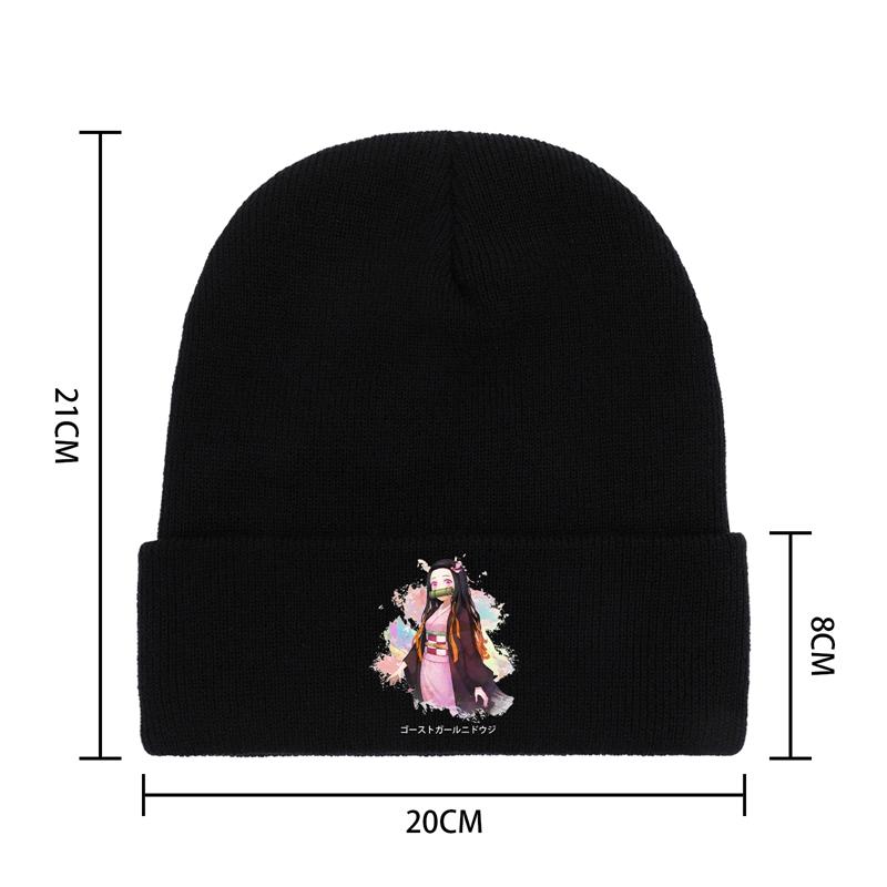 Demon Slayer Anime Knitted Hat For Women Unisex Skullies Beanies Winter Hat Polyester Kamado Nezuko Devil's Blade Casual Caps