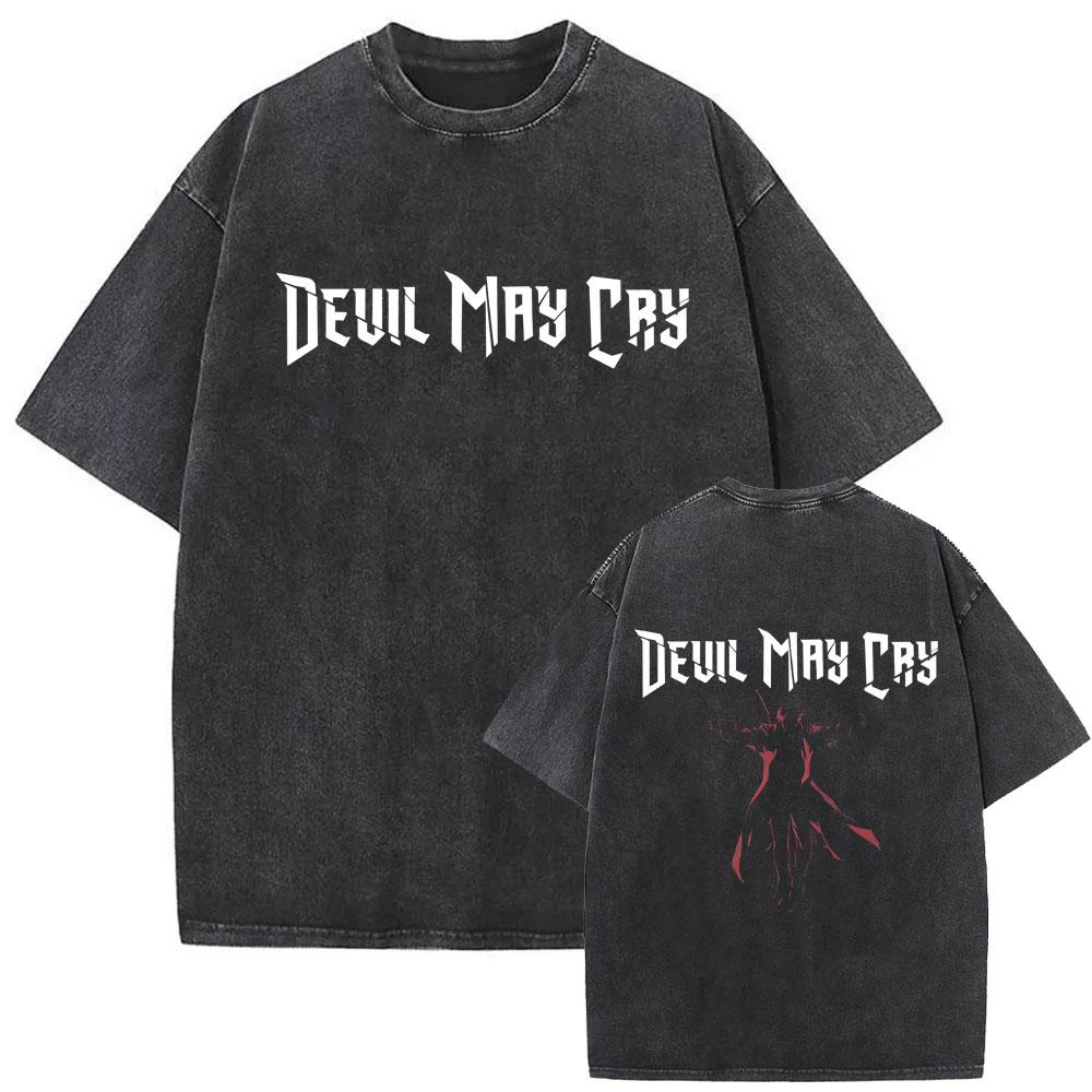 Washed Vintage Game Devil May Cry Dante Girl Dinner Graphic T Shirt Men Women Casual Oversized Short Sleeve Tshirt Streetwear