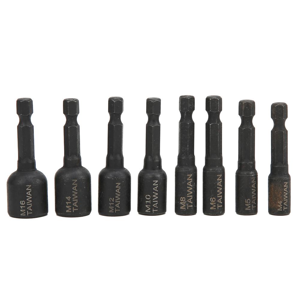 8Pcs Tap Socket High Hardness Alloy Steel 14 Hex Shank Air Screwdriver Accessories