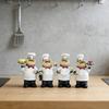 Cartoon Chef Figurine Hand-Painted Holding Fruit Plate Cake Noodles Spoon Chef Statue Sculpture Home Kitchen Dining Room Decoration Ornament