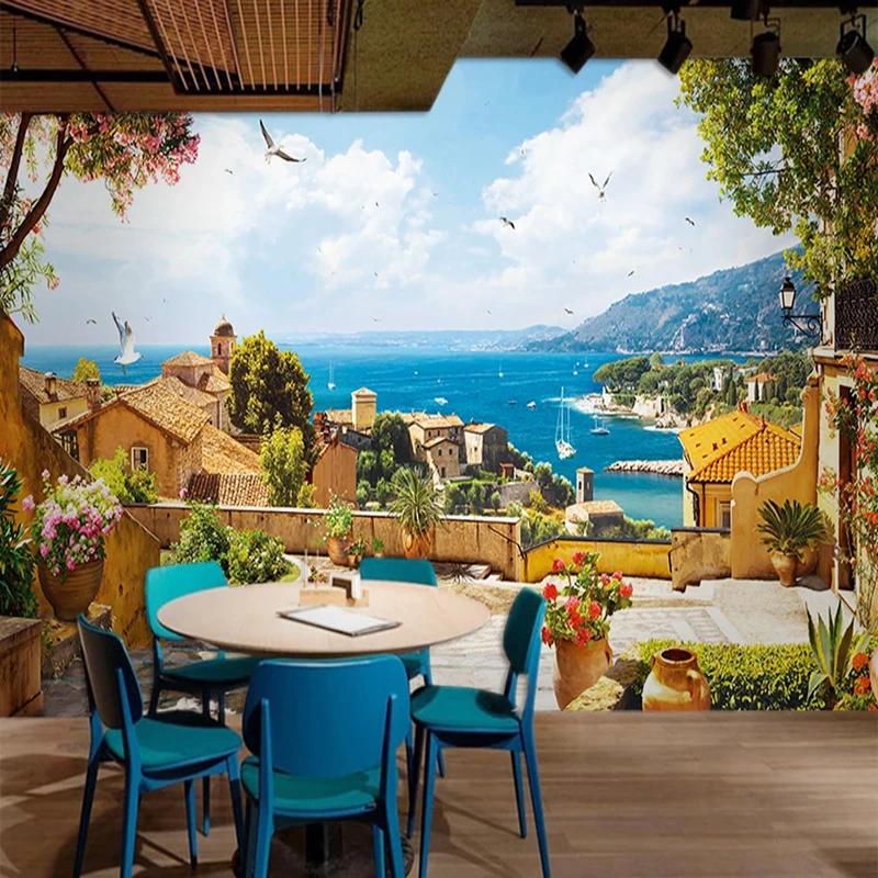 3d Wallpaper European Retro Small Town Landscape Large Mural Cafe Restaurant Bar Wall Mural For Wall