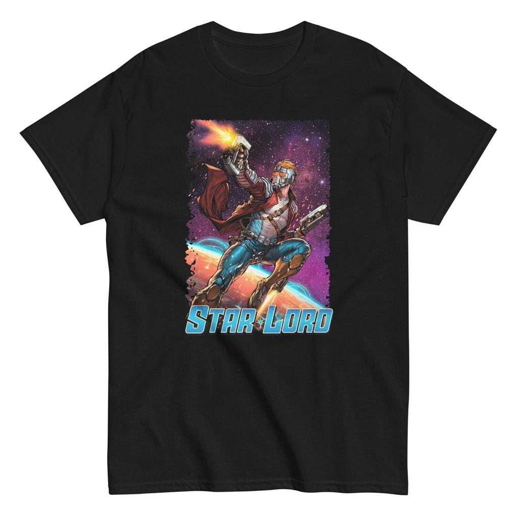 Star Lord Animated T-shirt Mens Licensed Marvel Comic Avengers Tee New Black