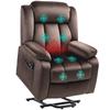 Riser Recliner Chair with Massage Function and Lumbar Heating, Recliner Chair with Remote Controls and Side Pockets, Brown