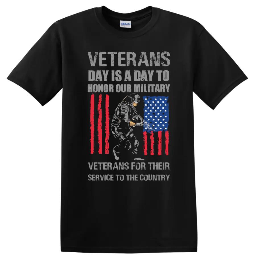 Veterans Day T Shirt Honor Our Military Soldier American Flag Tee