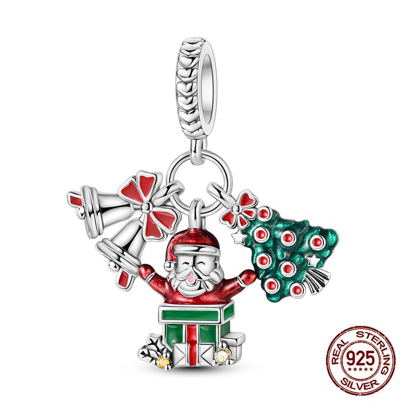 Christmas Charm Bead Components Bead Components Copper Metal Christmas Tree Snowman Elk Charm Bead Component Compatible With Authentic Original
