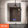 Rectangle Bluetooth Smart Bathroom Makeup Mirror With LED Warm White Light Human Body Induction Anti-fog Beauty Mirrors