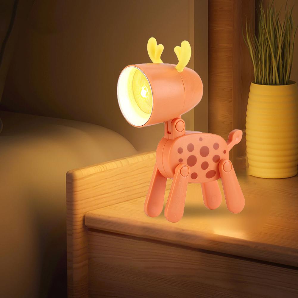 LED Mini Cute Night Light Cartoon Puppy Deer Shape Night Lamp Remote Control for Kids Bedroom Decor Bedside Lamp Christmas Gifts