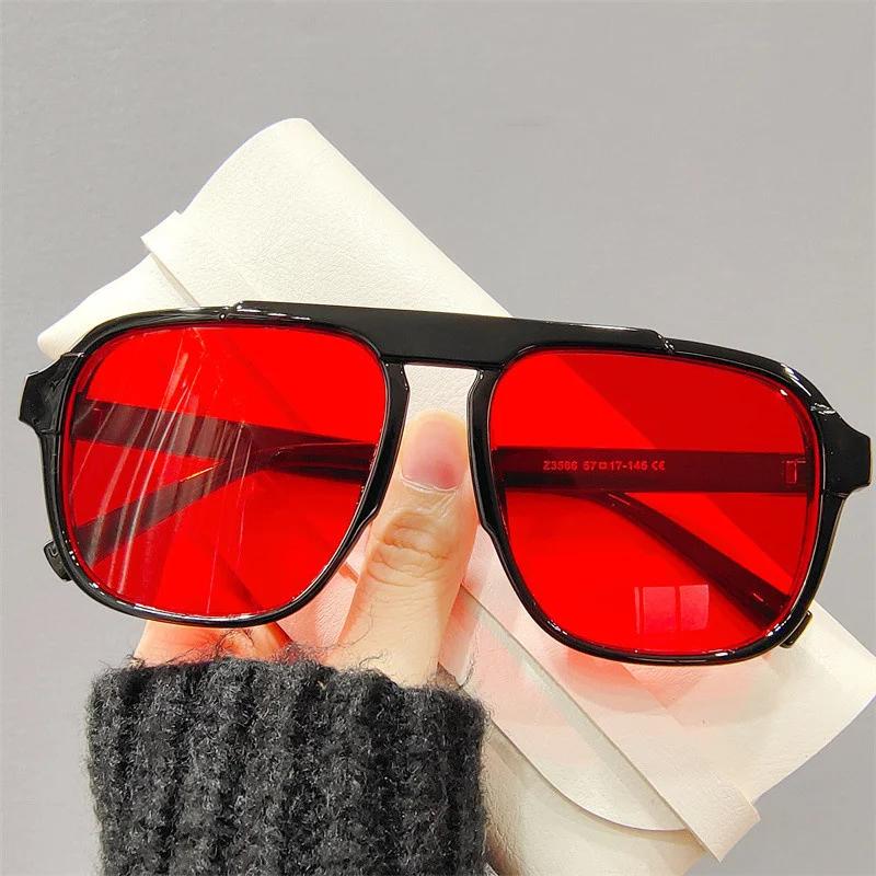 Men Oversized Sunglasses Classic Big Frame Sport Eyewear UV400 Vintage Brand Design Shades Trendy Glasses