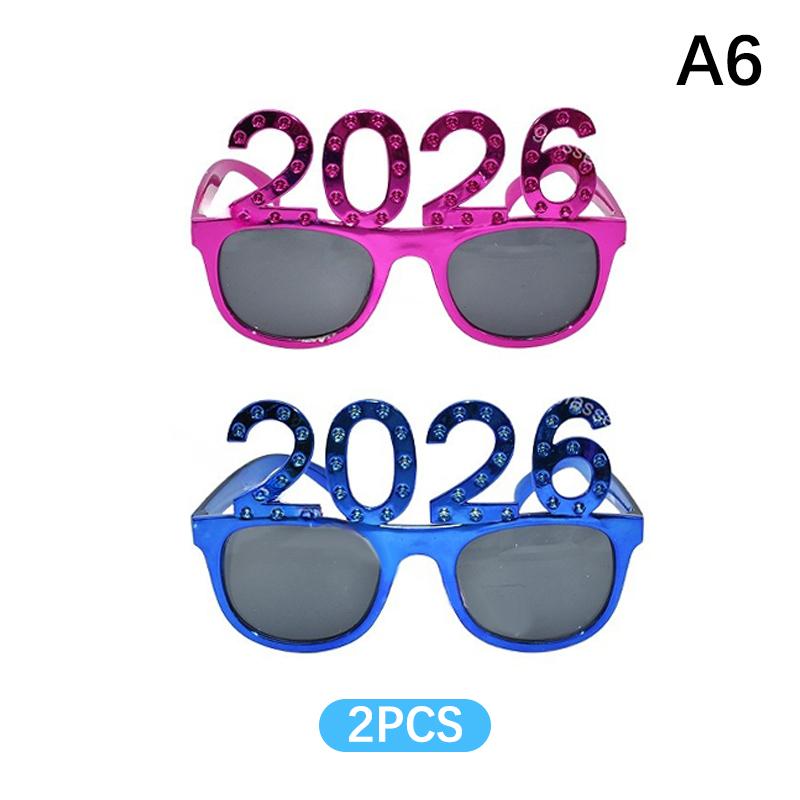 2026 Number Eyeglasses Happy New Year Glasses Diamond Glitter Sunglasses Cosplay Prop Xmas Party Decoration Funny Glasses