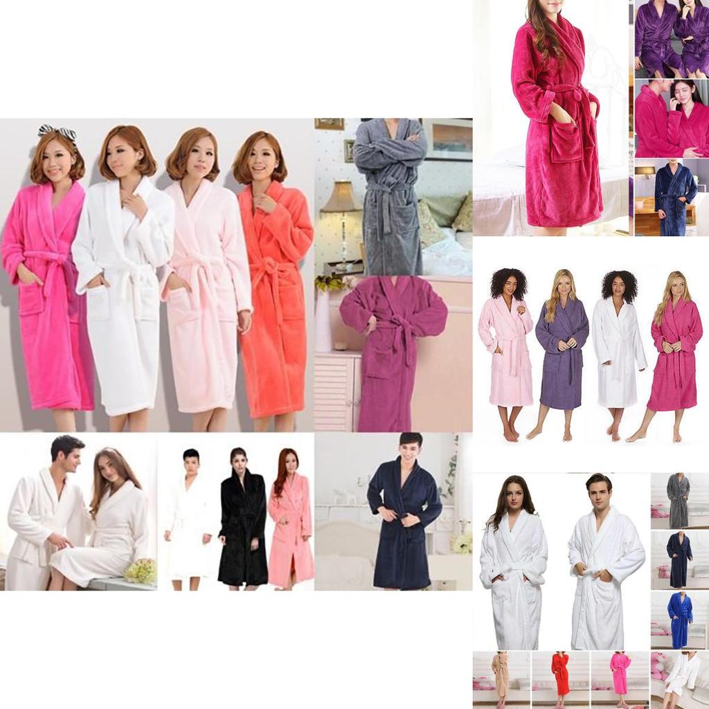 Accappatoio Caldo Lussuoso in Pile Corallo per Uomo e Donna Kimono Invernale in Flanella