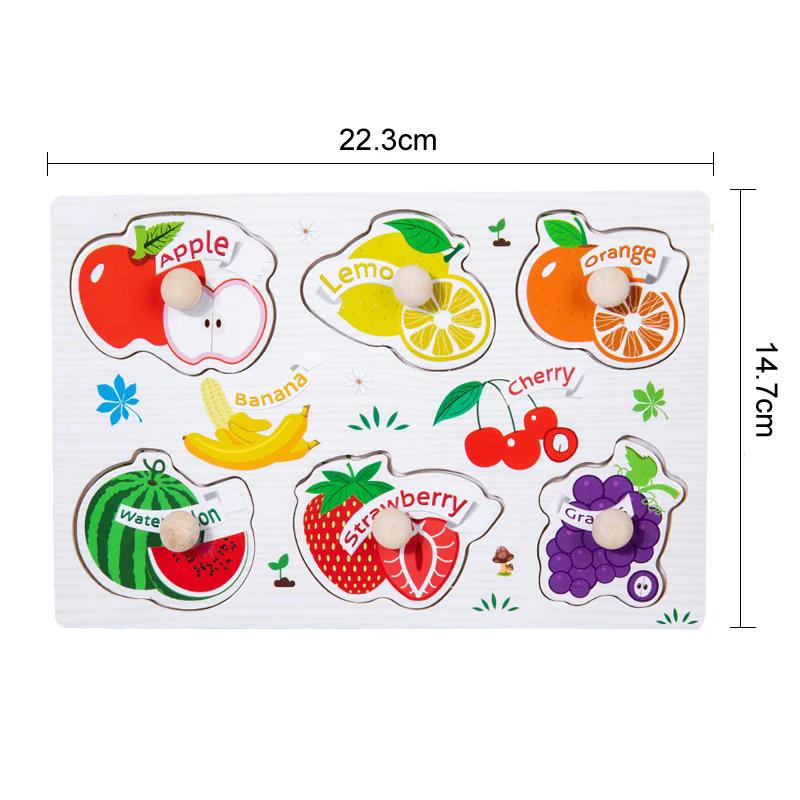 Children Wooden Puzzle Montessori Toys Cartoon Animal Traffic Hand Grab Boards Early Learning Educational Toy for Kids TMZ