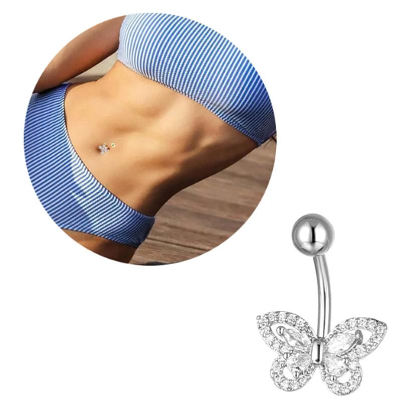 Titanium Navel Multiple Styles Butterfly Umbilical Jewelry Women'S  Perforated Jewelry Umbilical Nail