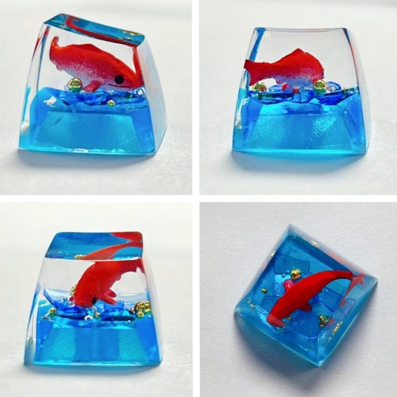 Unique Resin Fish Keycap For Mechanical Keyboards Switches With Glowing Design And Ergonomic Shape