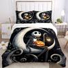 Ensemble de literie d'Halloween 3 pièces Jack Skellington, Comprenant 1 housse de couette et 2 taies d'oreiller, Sans garnissage, Doux et Confortable pour la Chambre à Coucher de la Maison B055