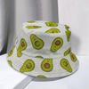 Fisherman Hat Avocado Print Double-sided Flat Top Breathable UV Protection Sunscreen Decorative Refreshing Fruit Patter Bucket Hat Headwear
