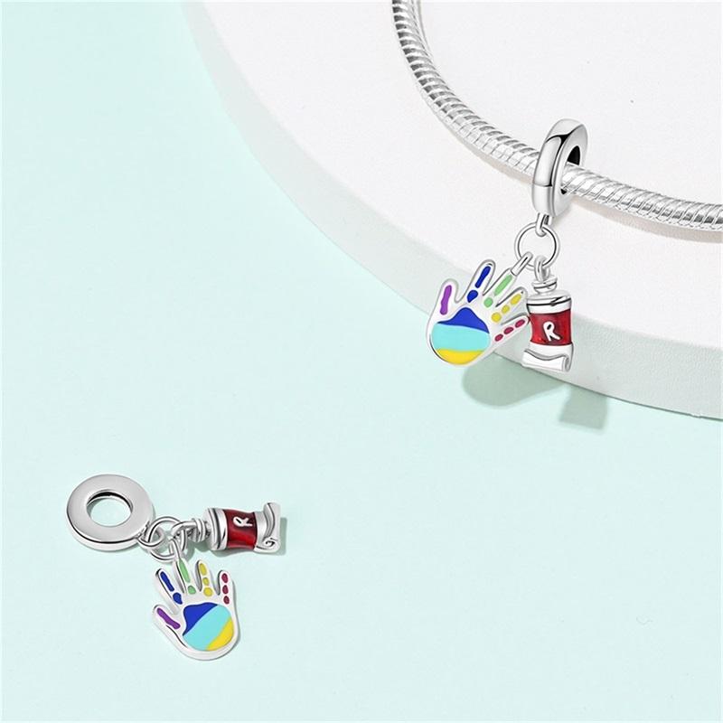 Copper Colorful Art Brush Palette Sunflower Painting Charms Beads Fit Qikaola Original Bracelets Diy Birthday Jewelry