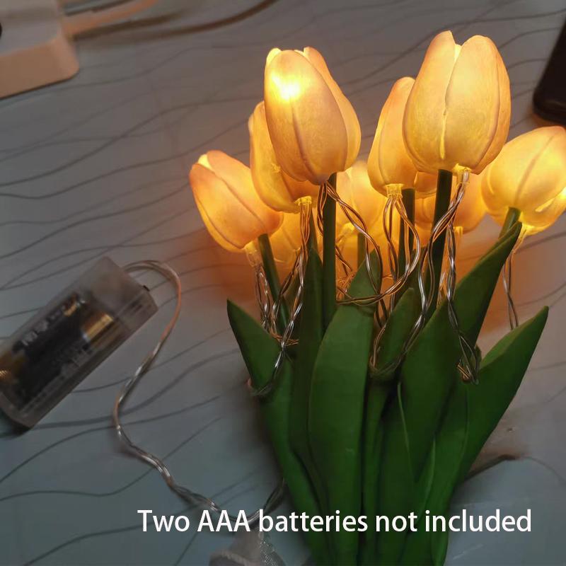 15 PCS Tulip Simulation Flower LED Night Lamp Bedside Atmosphere Night Light Home Flower Bouquet Decorative Photography Wedding Props