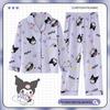 Children's Cartoon Print Pajama Set - Long Sleeve Cardigan with Turn-Down Collar, Imitation Cotton, for Spring and Autumn