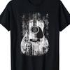Men's Casual Retro Rock Acoustic Guitar Printed T-shirt Men's T-shirt Summer Straight Tube Unis