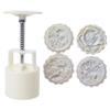 Chinese Traditional Mid-Autumn Mooncake Mold Set 4Pcs Different Round Flower Patterns for Mooncake Biscuit Stamping