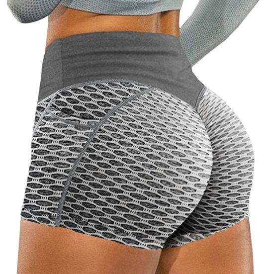 Dames Yogashorts Effen Kleur Elastisch Hoge Taille Buikcontrole Billenlifter Trainings Ademend Honingraat Dames Zomershorts Dameskleding