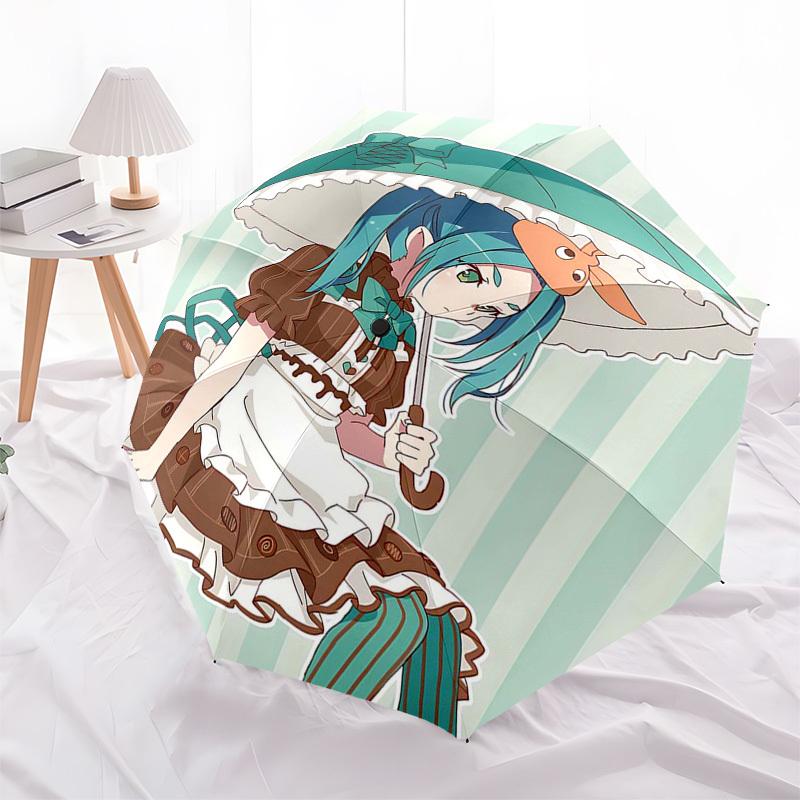 1pc Anime Character Inspired Outdoor Umbrella - Automatic Opening/Closing, Portable Tri-Fold Design with 8-Bone Iron Frame - Perfect Gift for Fan