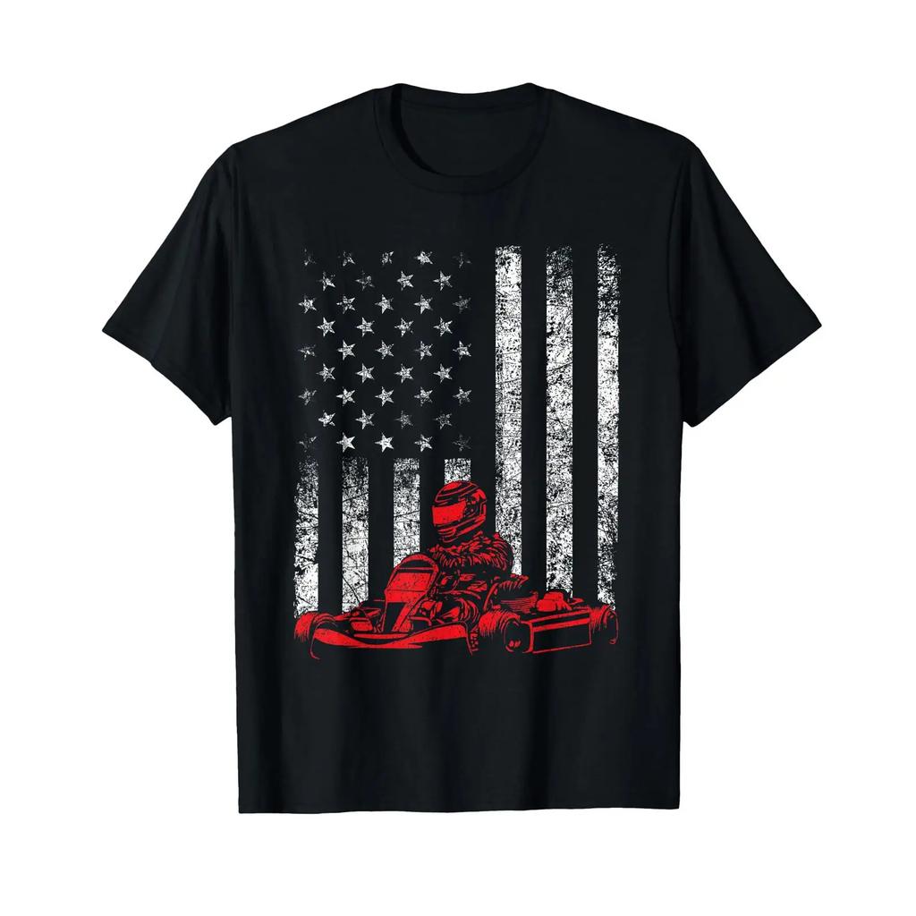 Kart de Curse Karting SUA Steagul American Condus de Curse Tricou Modă Vintage Casual Respirabil Elegant Confortabil