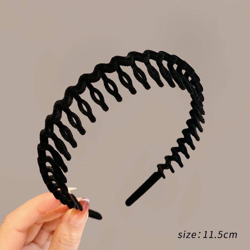 Fashion Rhinestone Flocking Bezel Hair Hoops for Women Ladies Solid Color Toothed Non-Slip Headband Hair Band Hair Accessories KTY