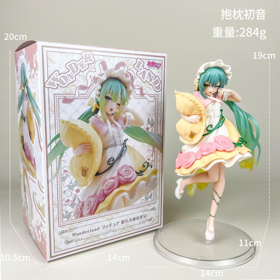 Figurine Anime Hatsune Miku X Cinnamoroll Figurine Belle au Bois Dormant Miroir Féerique Ornements de Voiture Modèle PVC Jouet pour Enfants Cadeaux d'Anniversaire