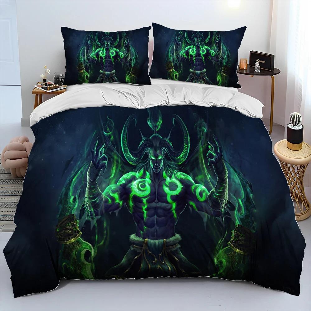 World of Warcraft, WOW, Set de așternuturi cu cuvertură pentru jocuri, Set de așternuturi cu husă de plapumă, Față de pernă, Set de așternuturi mărime King Queen