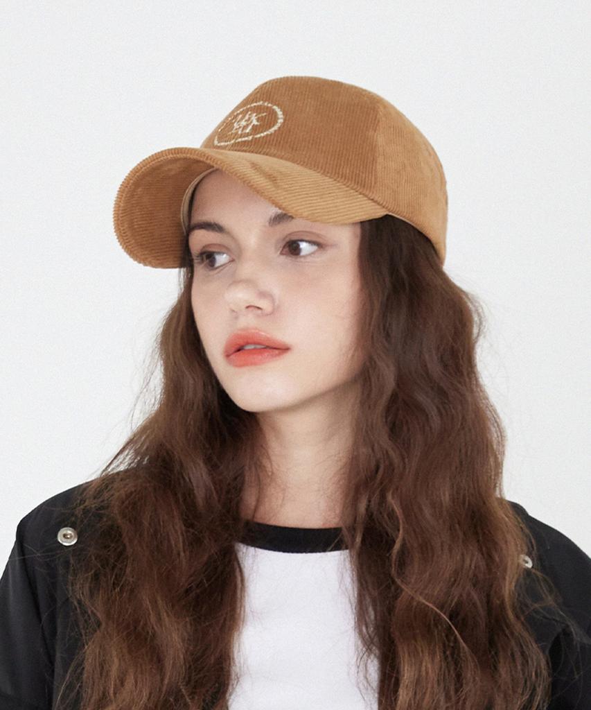 ULUK Lucida C Embroidered Corduroy Ball Cap_Beige