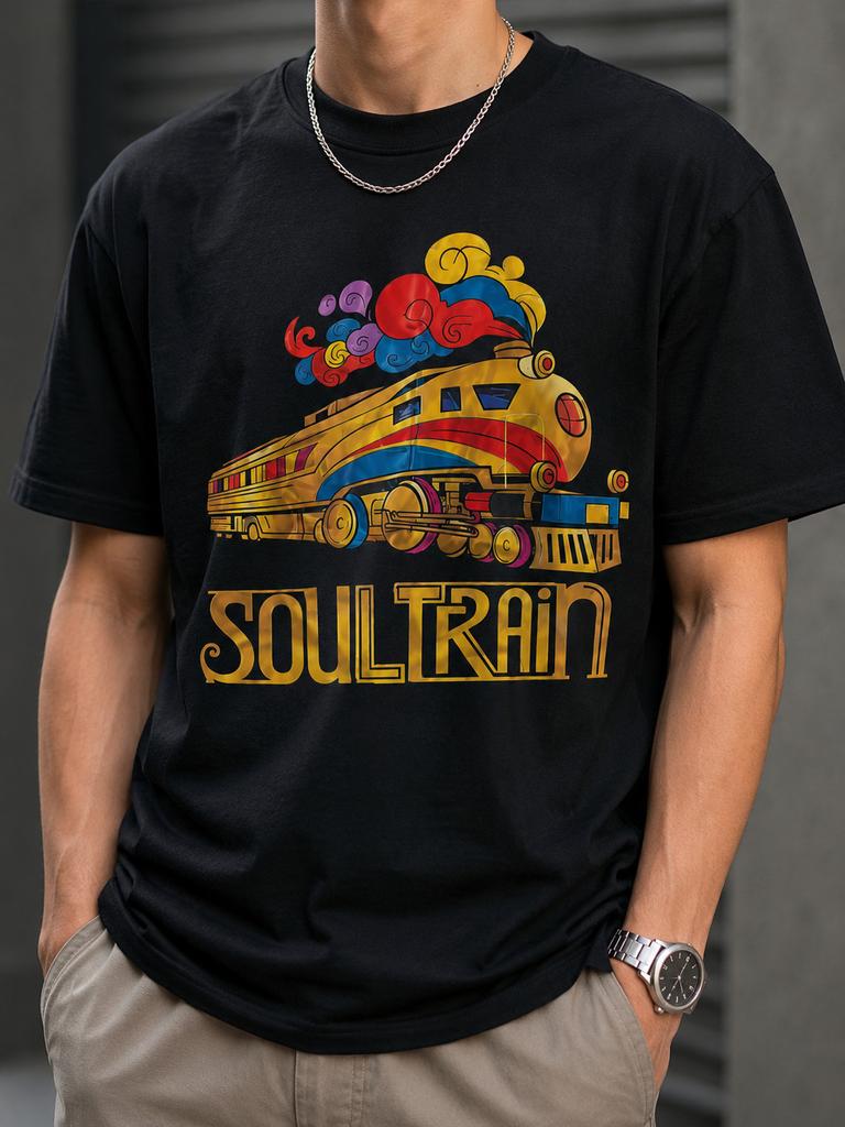Soul Train Retro Grafik T-Shirt Königsblau Vintage Zug T-Shirt Funkmusik Unisex