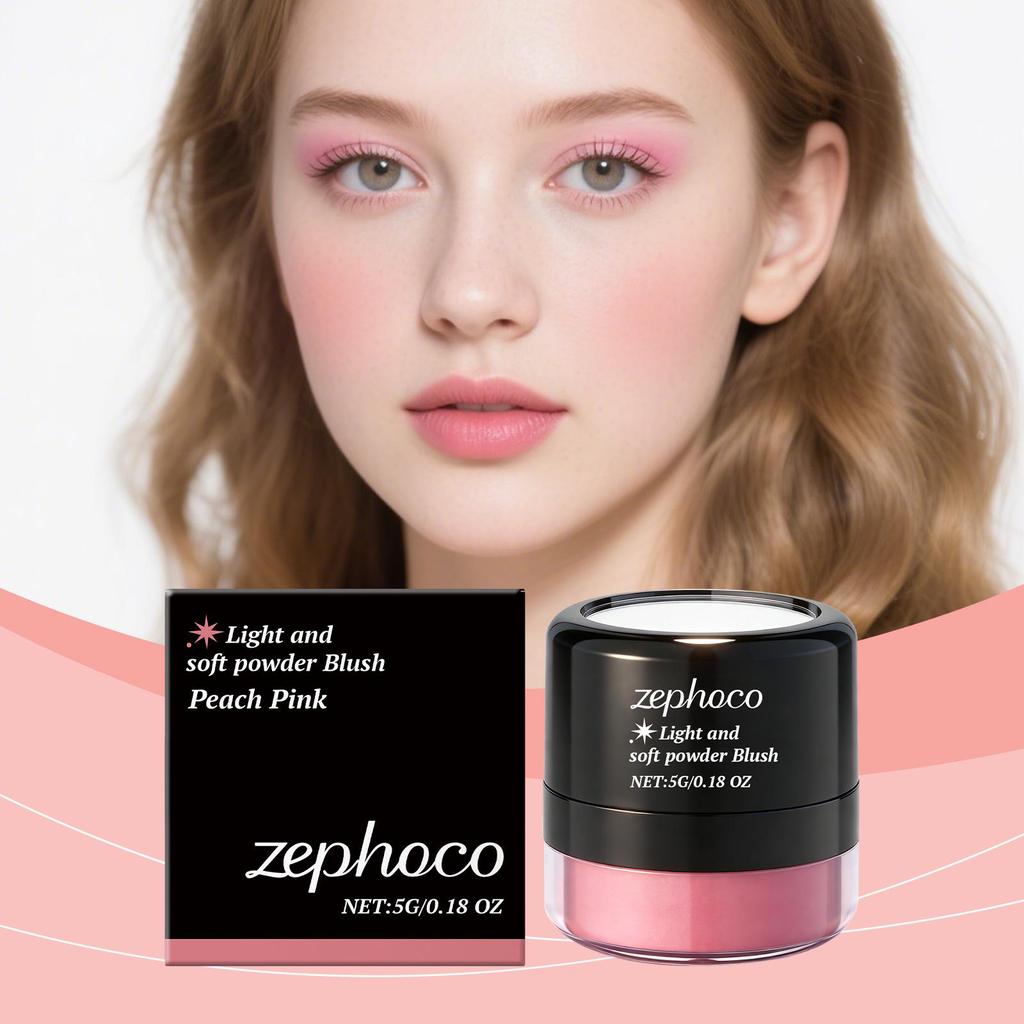 Zephoco Peach Pink Blush: Light, Soft, Pure Desire Makeup with Fine Color Payoff