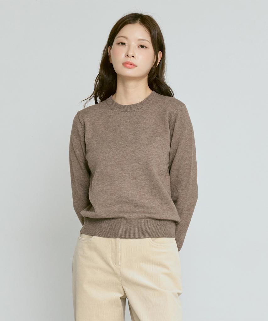 210EDIT Unisex Soft Knit Round Neck [Melan Brown]_Zz4Sw070