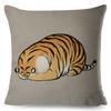 Grappige dikke tijger kussenhoes, schattige cartoon dieren kussenhoes voor bank, huis, auto, linnen, Chinese inkt sierkussenhoes