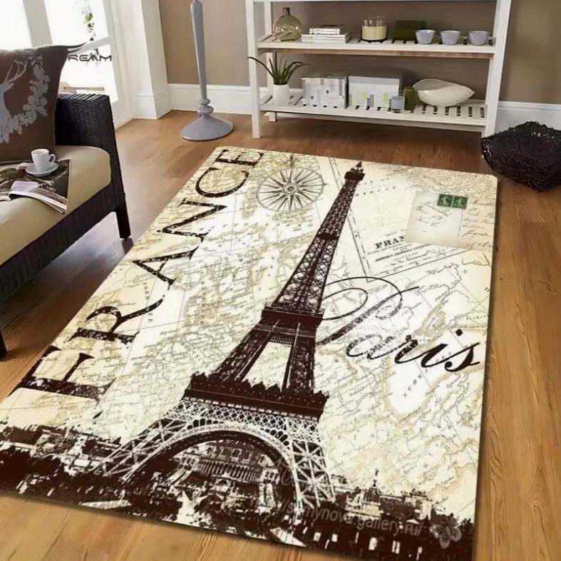 1pc Eiffel Tower Pattern Area Mat  IndoorOutdoor Comfortable Mat for Living Room, Kitchen, Home, Office, Laundry Room Carpets