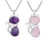 Cute Shape Cat Necklaces Animal Cat Jewelry Necklaces Fashion Stone Pendant  Women Girl