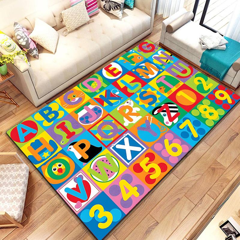ABC Dessin Animé Alphabet Enfants Rampants Enfants Salle de Jeux Tapis de Zone d'Éducation Précoce,Tapis pour Salon Chambre Canapé, tapis de jeu