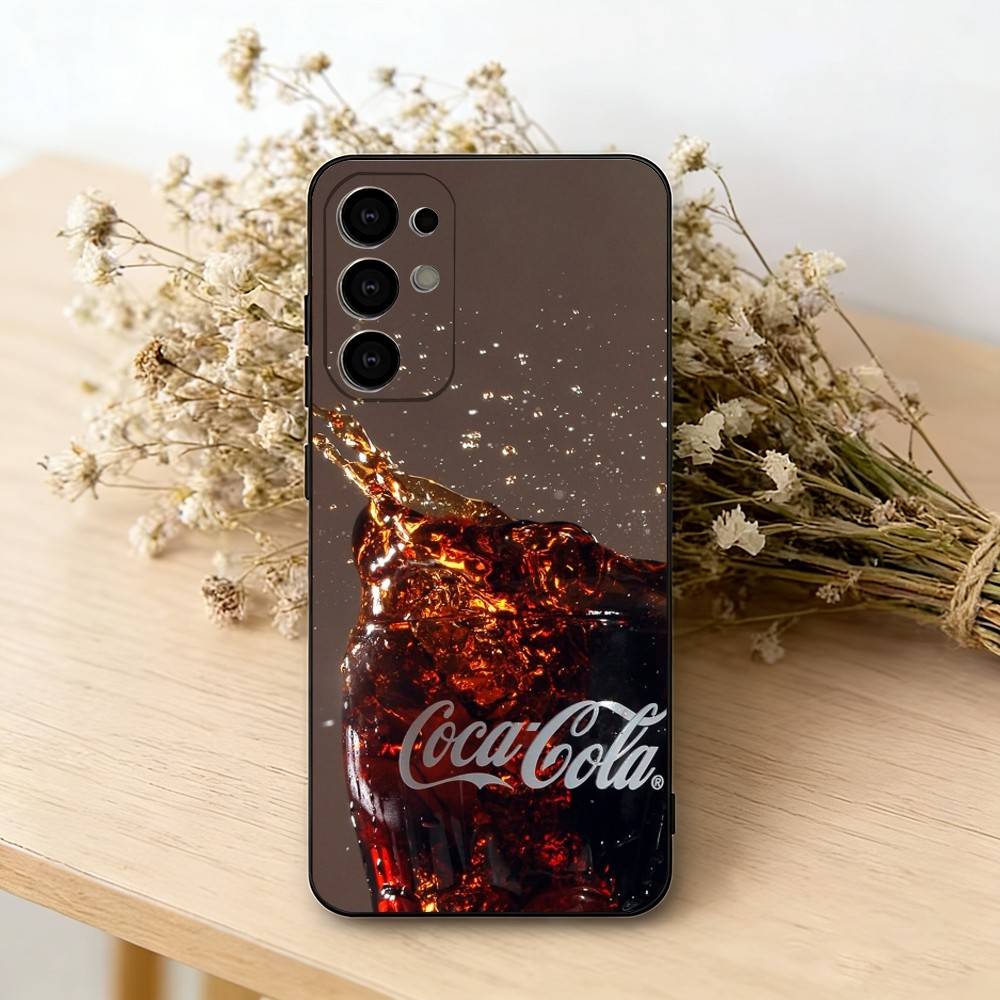 CocaS-S Fashion C-Cola Phone Case Black Silicone Soft For Samsung S25,S24,S21,S22,S23,S30,Ultra,S20,Plus,Fe,Lite