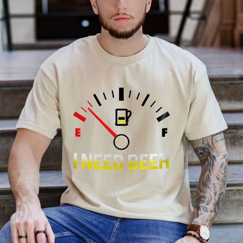 Funny I Need Beer Print Tshirt Summer Fashion Casual Short Sleeve Round Neck Tops Mens T-shirts