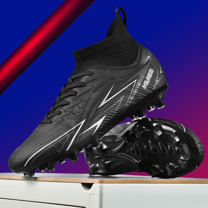 Unisex Voetbalschoenen Hoge Elastische Sokken Training Kunstgrasland Trainingsvoetbalschoenen Voetbalschoenen met Lange Noppen voor Buiten Kinderen