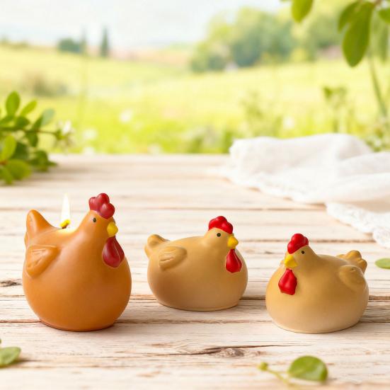 Rooster Hen Silicone Mold DIY Plaster Craft Easter Candle Mold Flexible Reusable Craft Mold