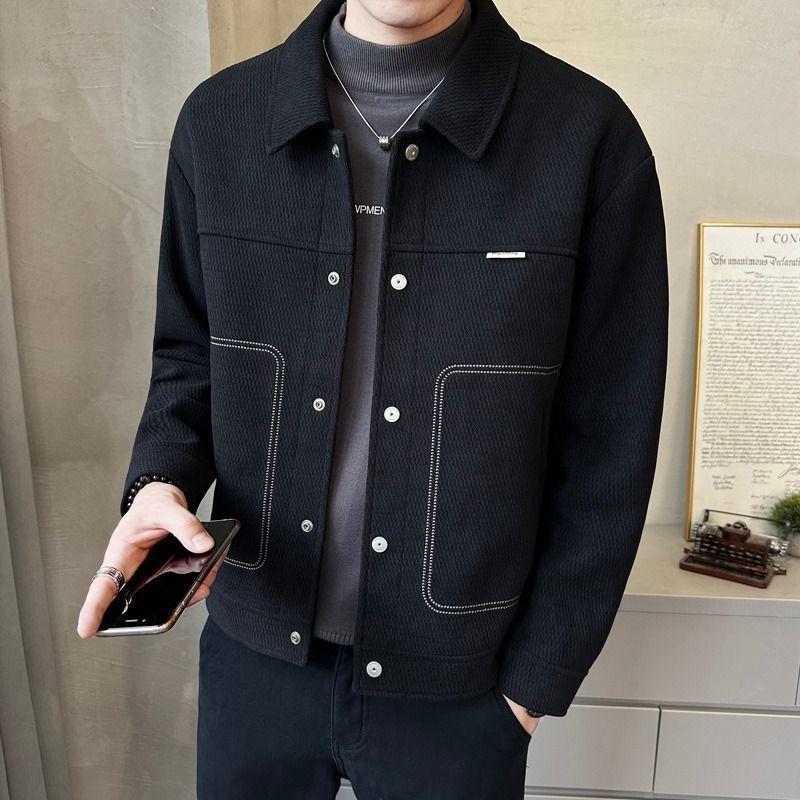 New Autumn and Winter Jackets Men's Handsome Lapel Men's Versatile Jackets Men's Tops